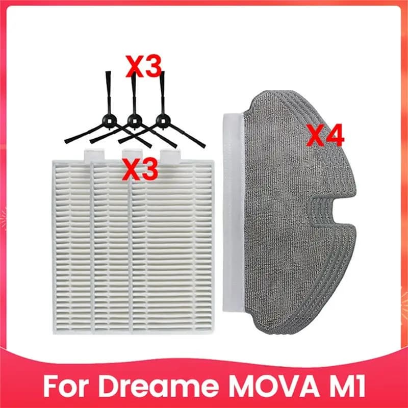 AEE8-10PCS Spazzola laterale, panno per la pulizia e kit filtro per aspirapolvere robot Dreame MOVA M1, accessori e parti di ricambio