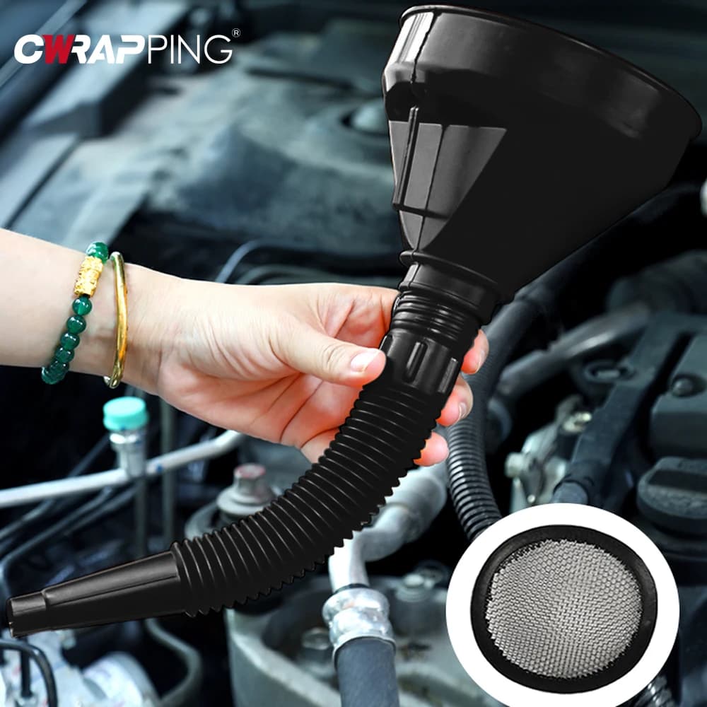 1Pc Multi Functional Flexible Automotive Carburettor Black Funnel Exit Test Supply Oil Changing Tool with Mouth Larga and Handle