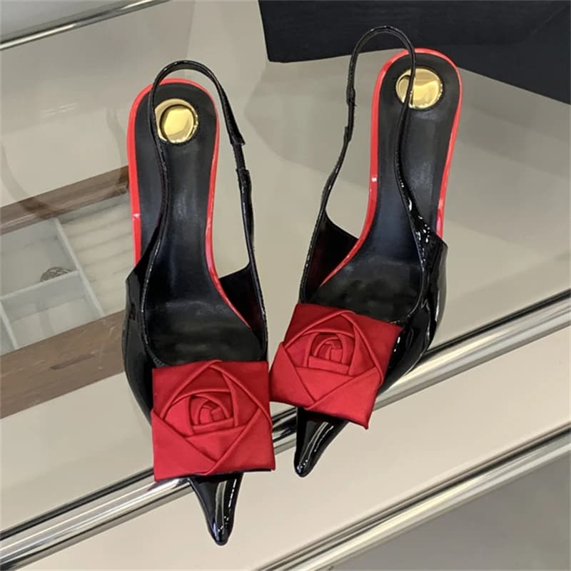 Eilyken Scarpe da Donna con Tacco Alto Sottile in Pelle Verniciata con Design Floreale, Sandali Eleganti per Banchetti e Cerimonie
