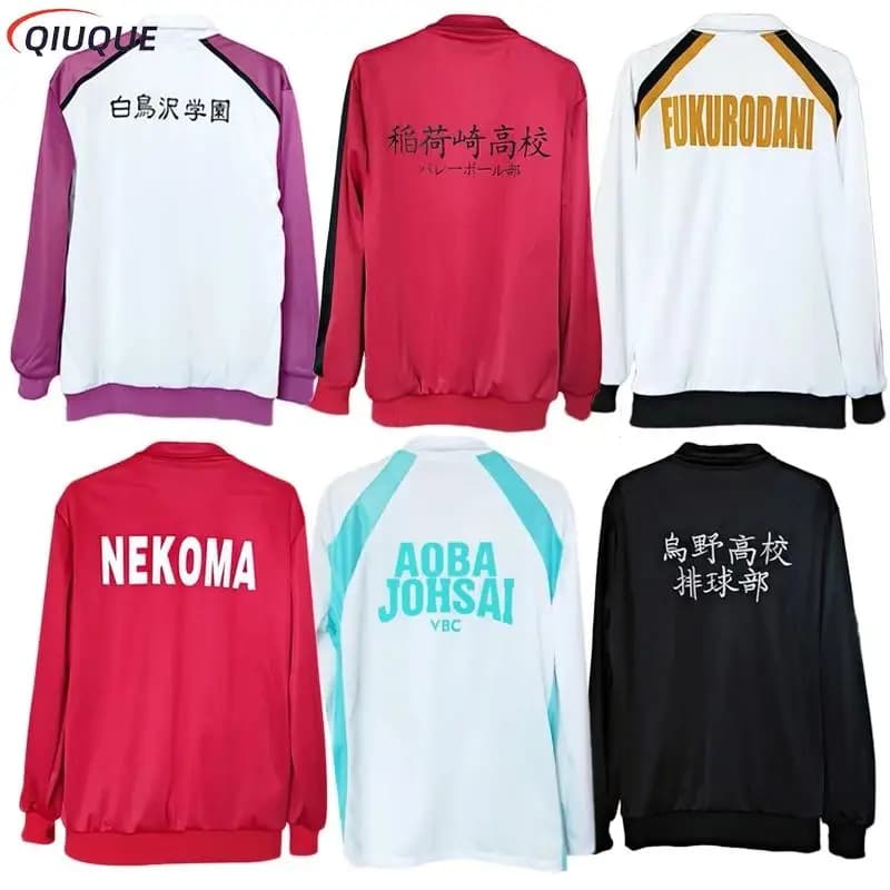 Anime Pallavolo Giacca Sportiva Karasuno Nekoma Aoba Johsai Fukurodani Inarizaki Uniforme Scolastica Costume Cosplay