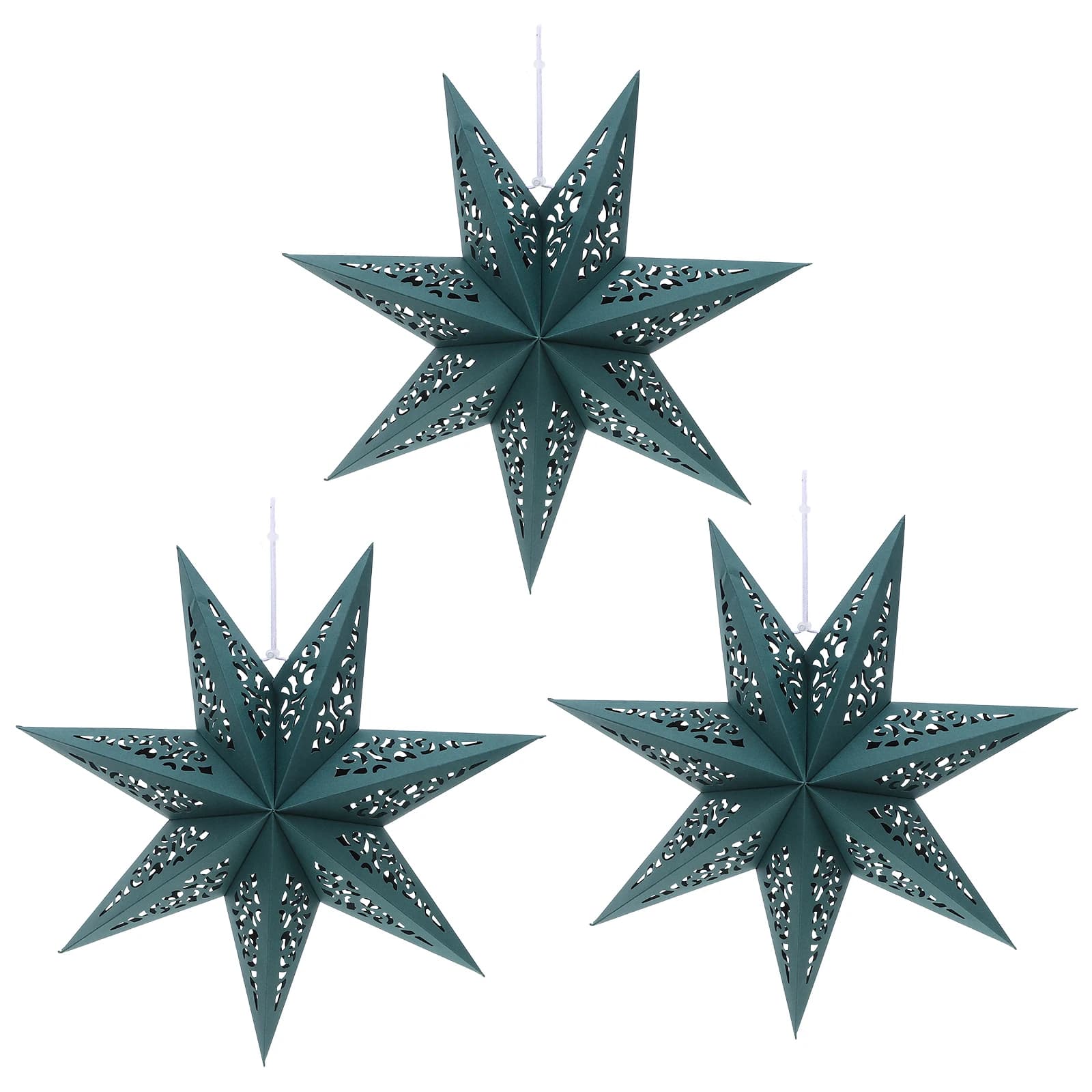 3pcs Christmas Star Origami Lampshade: Foldable 3D Hollow Paper Star Lantern For Holiday Party Wedding Decorations Red Hanging