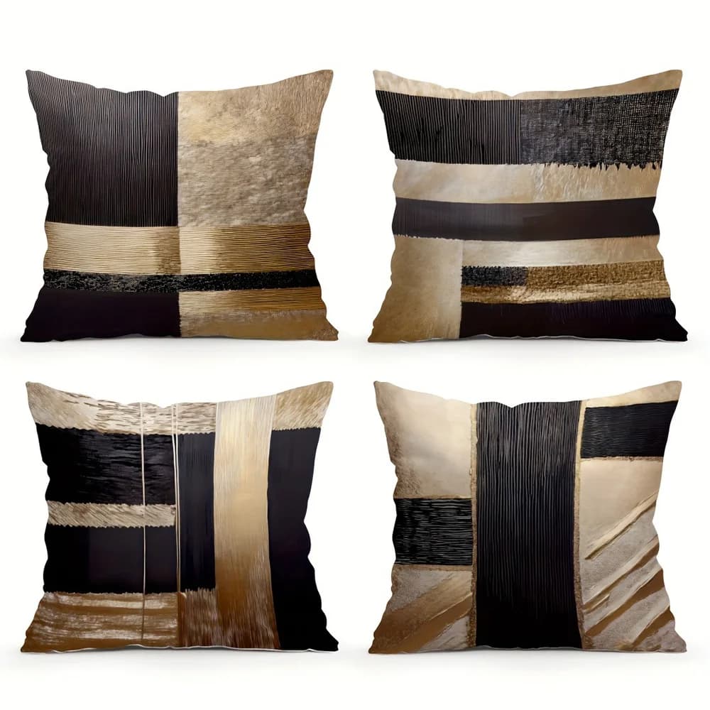 Federe decorative con motivo astratto moderno: miscela di texture nere, marroni e beige Fodera per cuscino per divano decorazione della stanza di casa