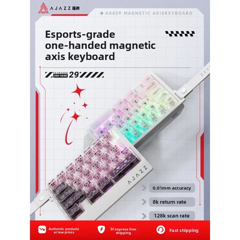 Tastiera Meccanica con Interruttori Magnetici Ajazz AK029, Mini Tastiera Cablata a Una Mano, Tastierino Portatile per Gaming FPS E-Sports