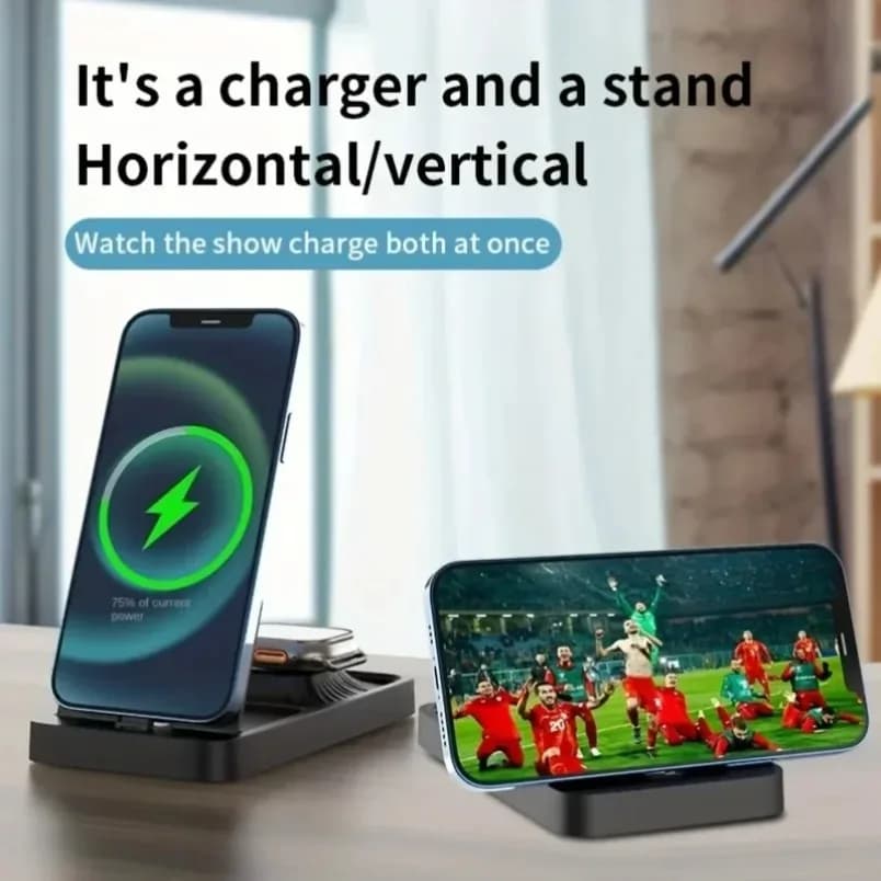 3 in 1 Wireless Charger for Apple Watch Ultra 10 9 8 AirPods Pro iPhone 16 15 14 30W Fast Charging Stand Dual Coil