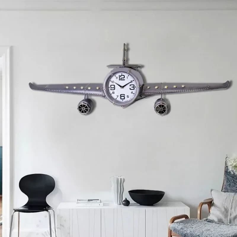 Living Room Silent Wall Clocks Metal Planes Creative Luxury Wall Clocks Cartoon Moulding Fashion Airplane Art Home Decor