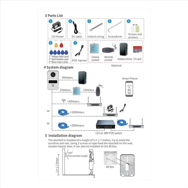 B27B 2MP Tuya Campanello Wifi Videocitofono 1080P Telecamera Sensore di movimento Allarme Sicurezza Smart Home/Office Sblocco remoto