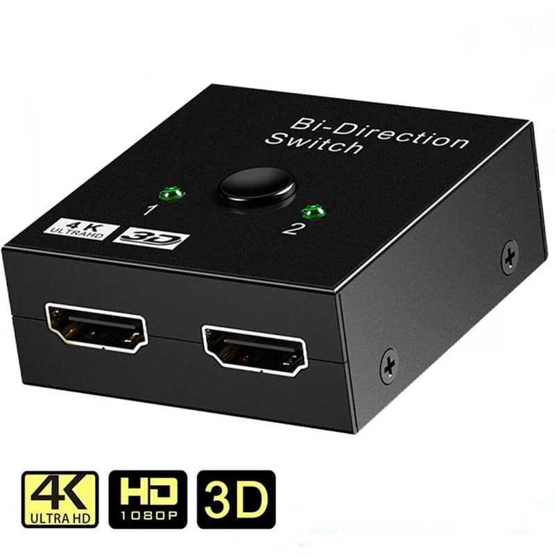 Interruttore bidirezionale compatibile con HDMI 2.0 4K Splitter compatibile con HDMI 1x2 2x1 convertitore adattatore doppio a 2 porte supporta Ultra HD 4K