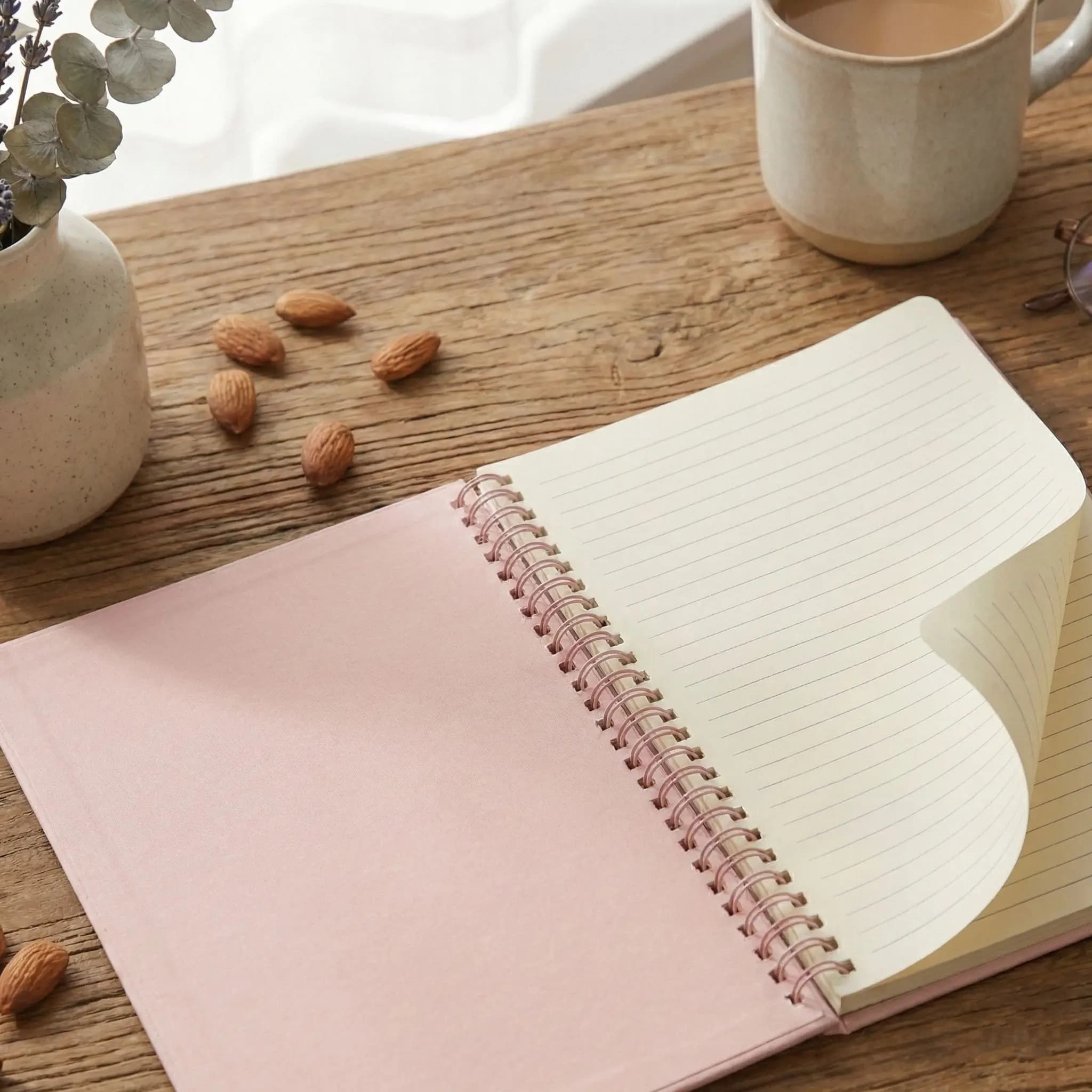 Rose spiral panel indispensable for office and students - Vertical design 21×14,2 cm, thick striped paper