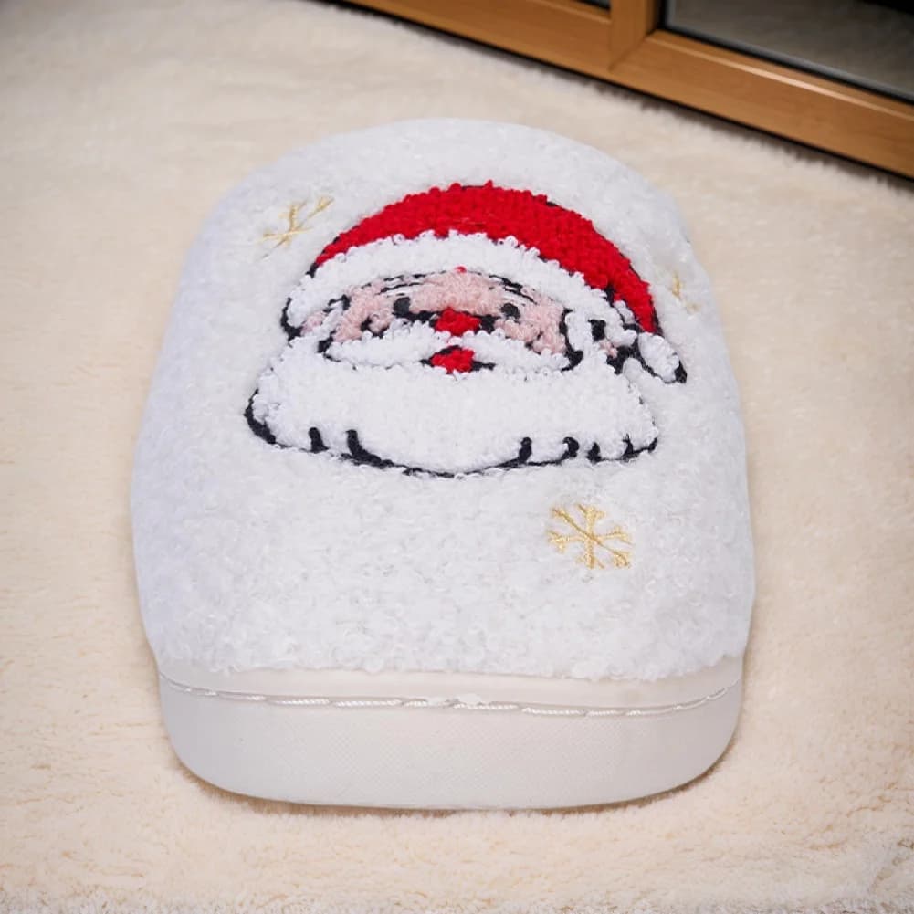 Scarpe da casa slip-on calde di Babbo Natale di Natale Comode pantofole pelose e morbide con punta chiusa per l'inverno