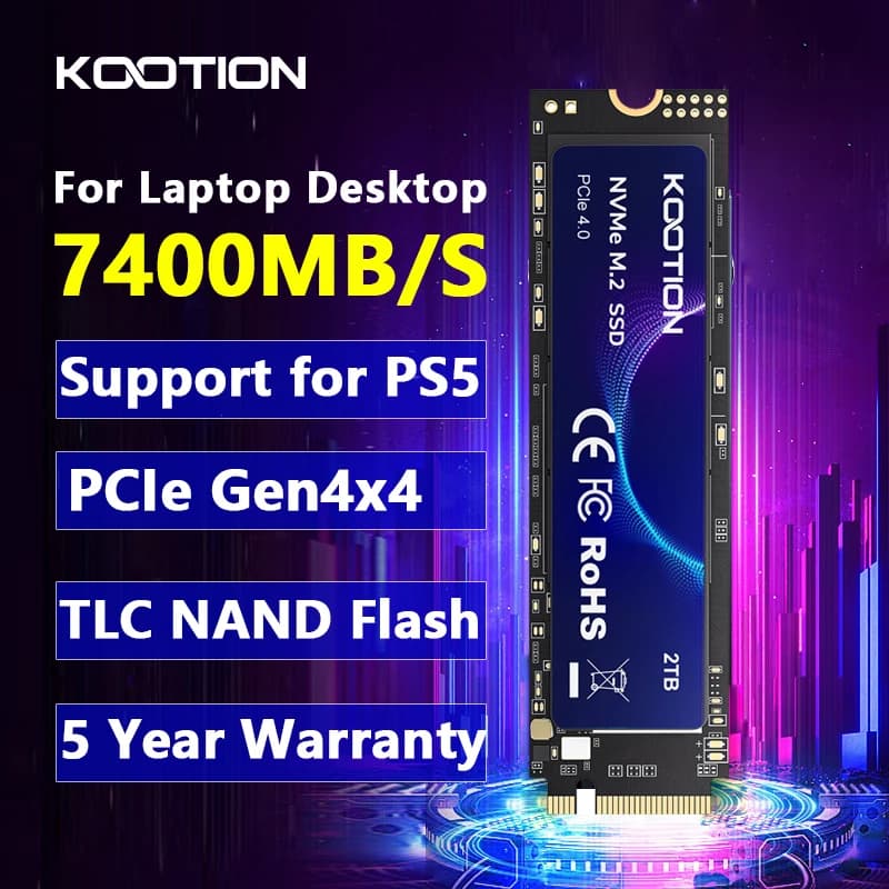 KOOTION X16Plus SSD NVMe M2 1TB 2TB 4TB Gen4x4 Disco rigido interno a stato solido PCIe 4.0x4 2280 SSD M.2 Drive per PC portatile PS5