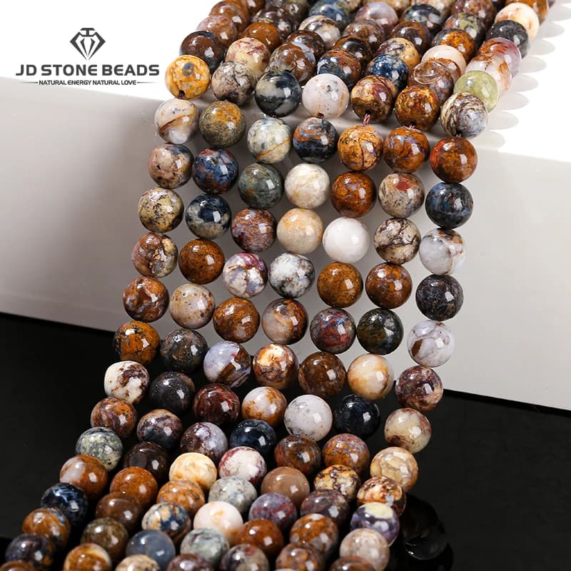 Perline di pietra naturale di Peter distanziatore allentato rotondo 4 6 8 10mm per la creazione di gioielli risultati di accessori per braccialetti fai da te 15 "pollici
