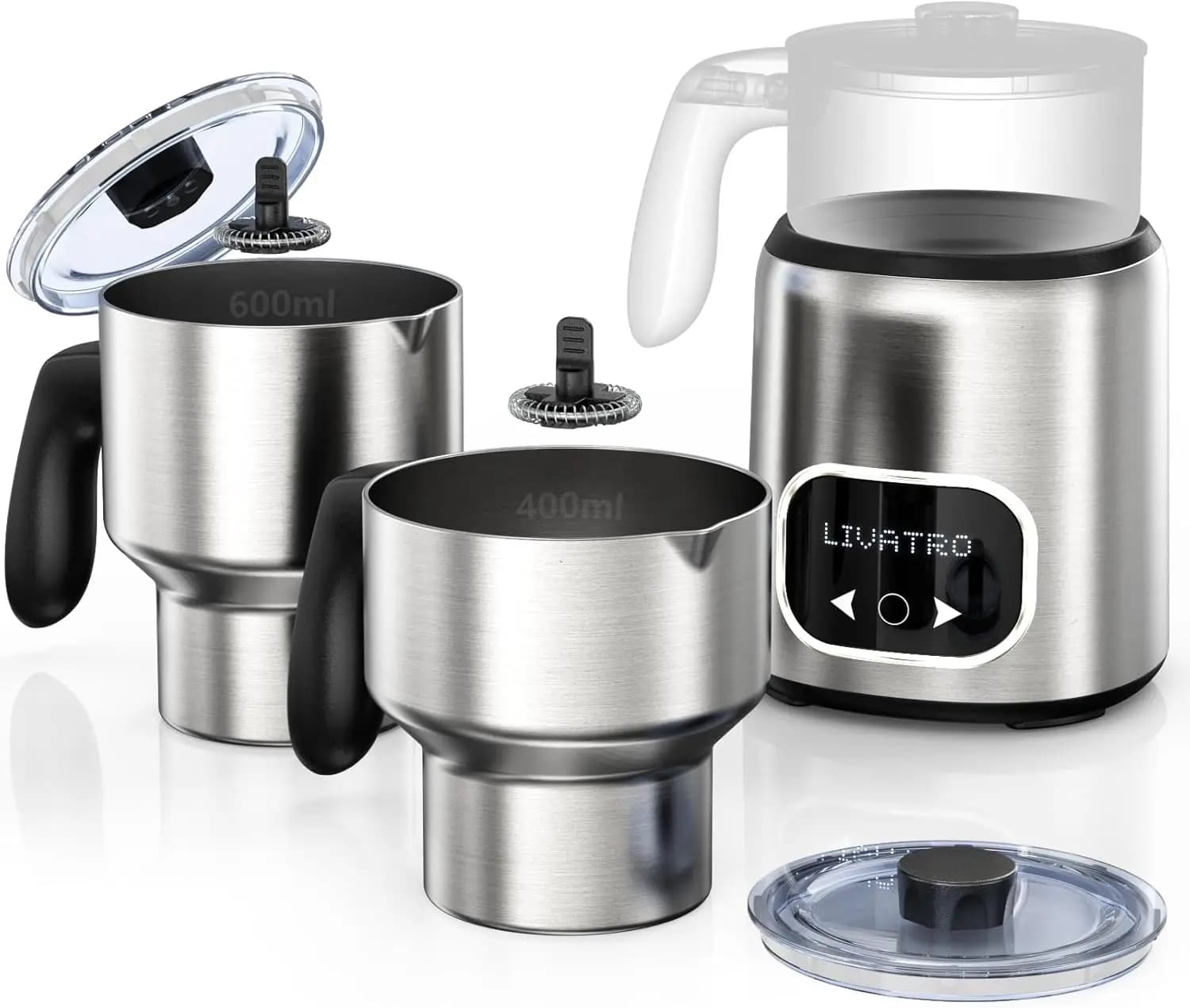 Electric rack 14 in 1 with double cups, quick heating for milk and hot chocolate, smart memory, dishwasher safe