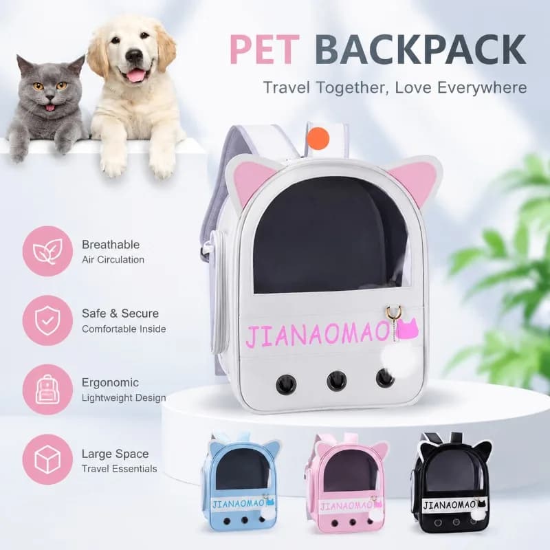 Breathable Large-Capacity Pet Backpack for Cats – Lightweight Outdoor Travel Carrier