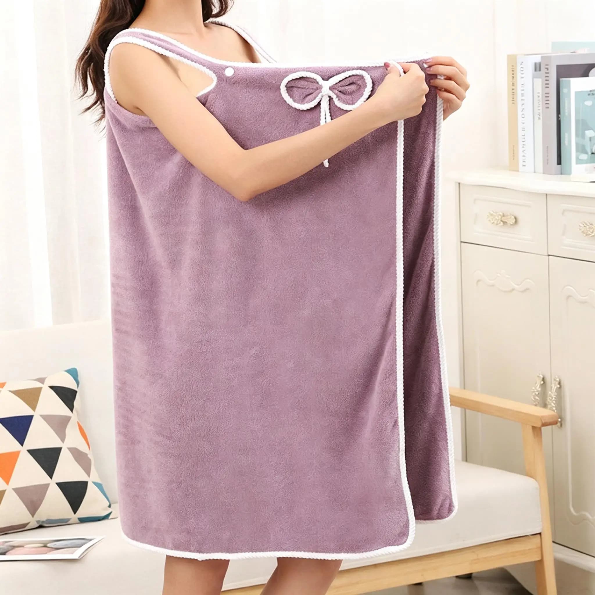 Womens Bath Towels Girls Wearable Fast Drying Bathing Beach Spa Bathrobes Wash Clothing, Shower Bath And Gym Towel