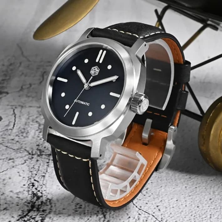San Martin Mens Pilot Orologi 40mm Orologio da polso meccanico automatico Diver 10Bar Impermeabile C3 Luminoso YN55A Cinturino a sgancio rapido