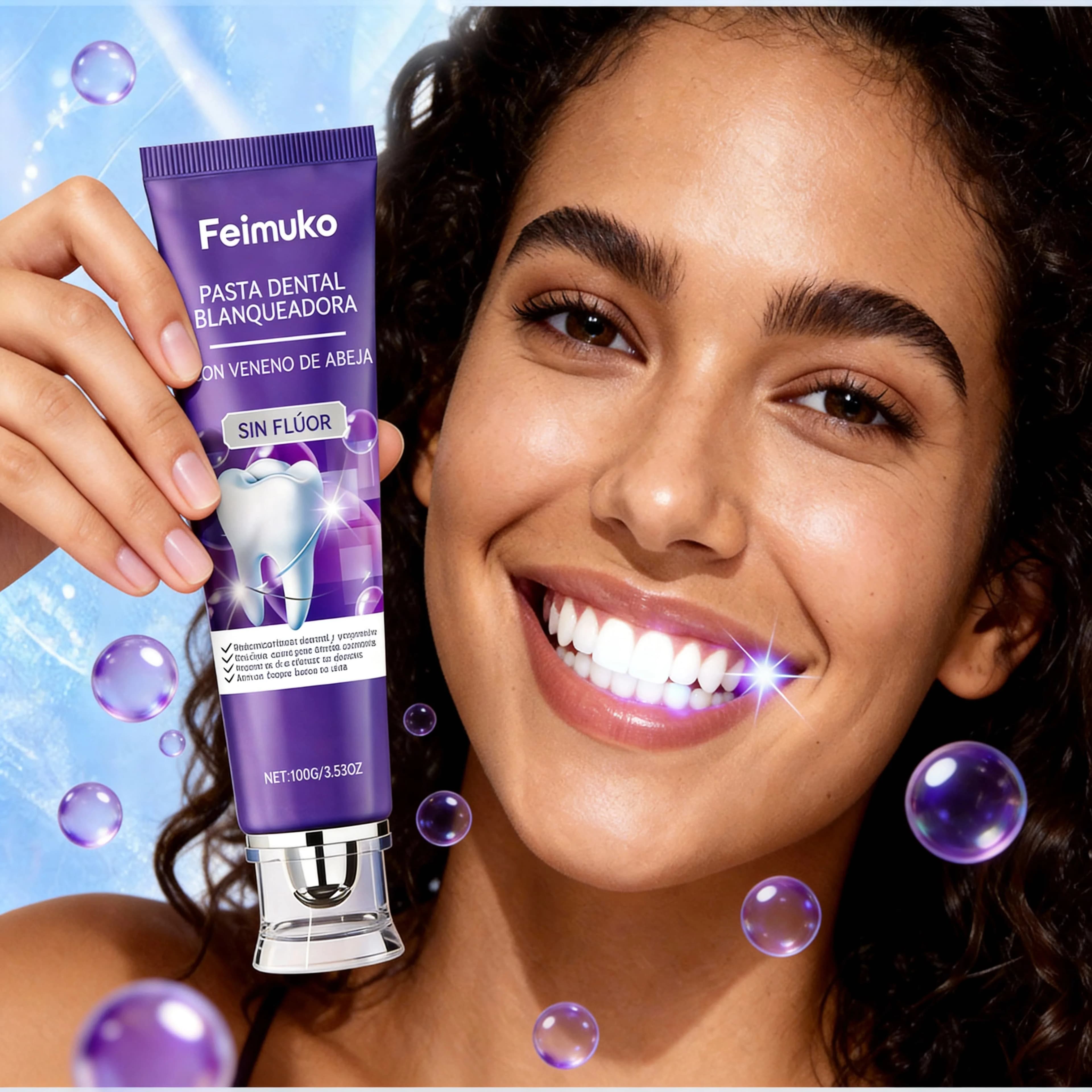 Dentifricio al Veleno d'Api Viola con Idrossiapatite per Sbiancamento Denti Gialli, Cura Orale, Alito Fresco, Comfort Gengivale, Formula Remove Macchie