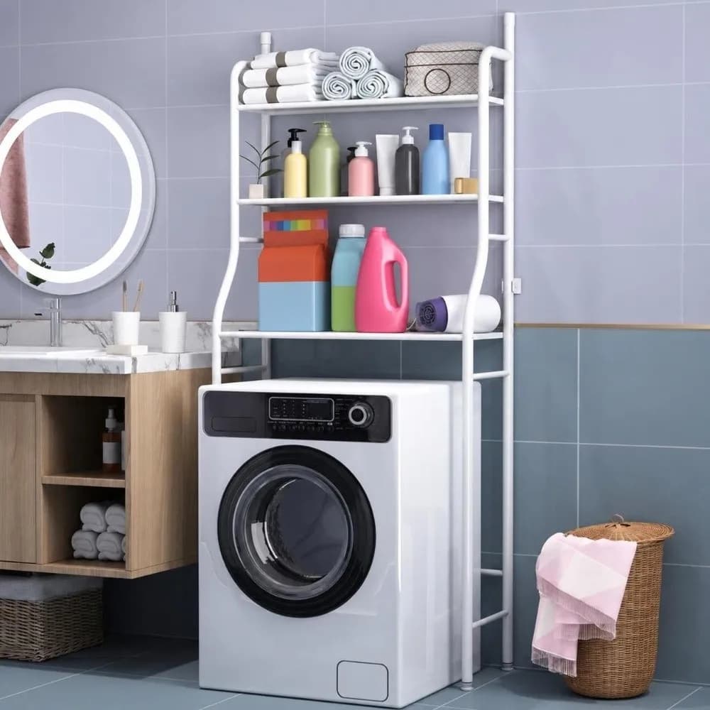 3-Tier Over Toilet Storage Shelf Space Saving Sturdy Construction Bathroom Shelves No Punching Metal Storage Rack Balcony