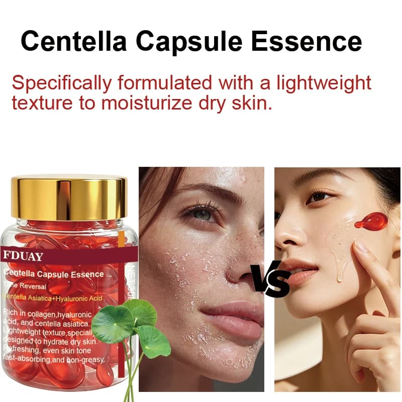 Centella Asiatica Face Essence Capsules Collagen & Hyaluronic Acid Skin Care Moisturizing Firming Purifying 30ea