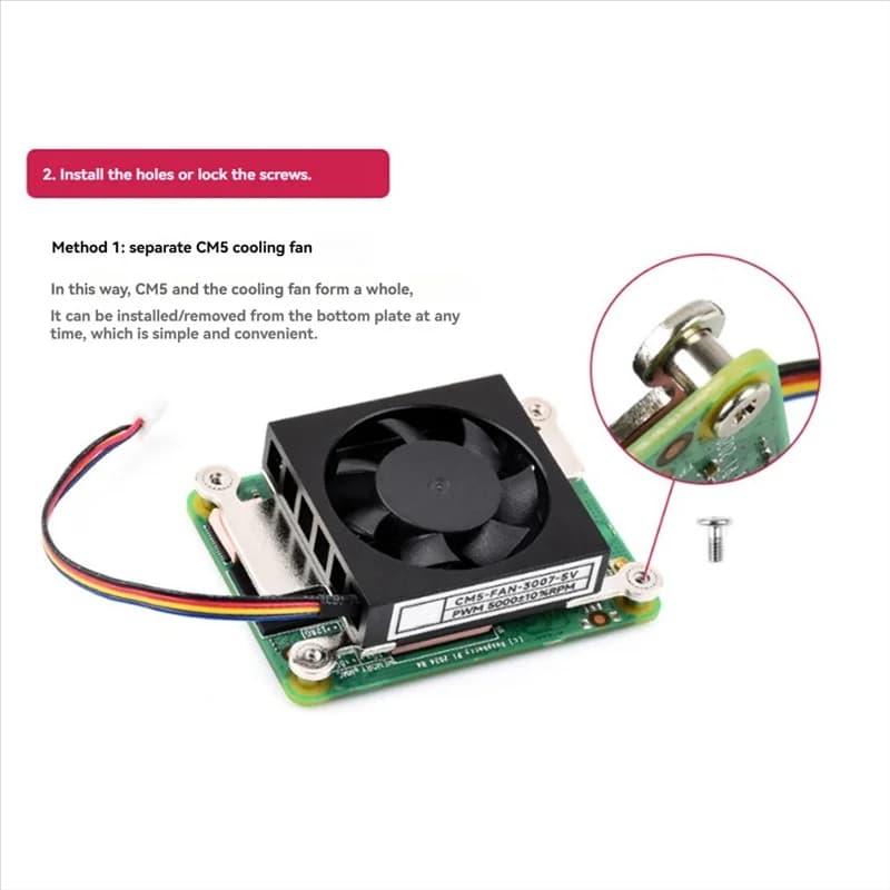 Ventola di raffreddamento LBER CM5 per modulo di elaborazione Raspberry Pi 5 a basso rumore con nastro conduttivo di calore CM5-FAN-3007-5V