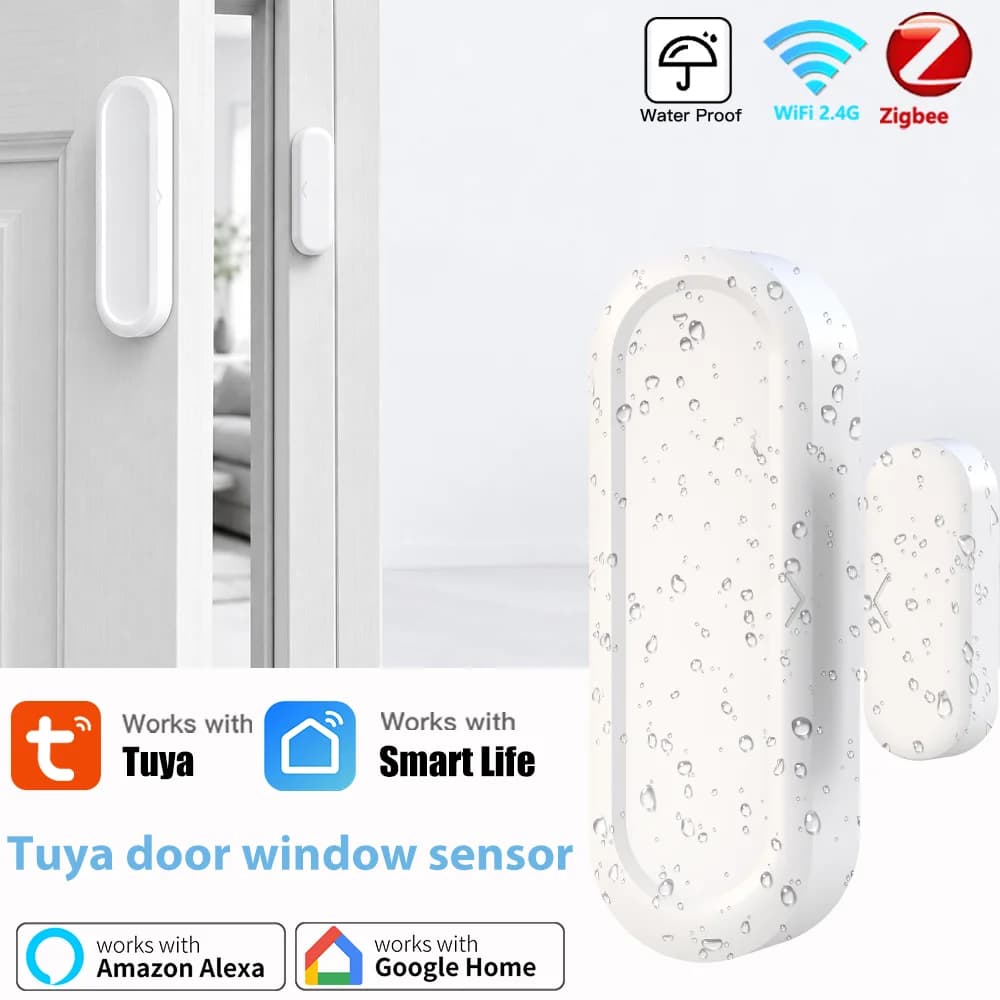 Zigbee Door Window IP65 Waterproof Detector Wireless Magnetic Contact Security Sensor APP Notification Alarm Zigbee Hub Required