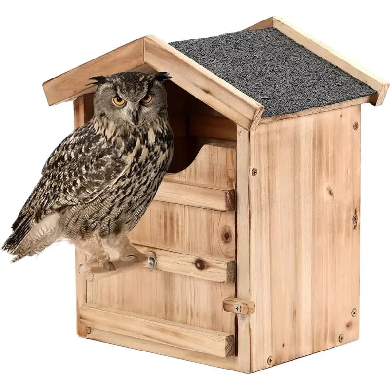 Outside Screech Owl House Owl Nesting Box Barn Owl Bird House Large Handmade Wooden Rectangular Opening Bird Box