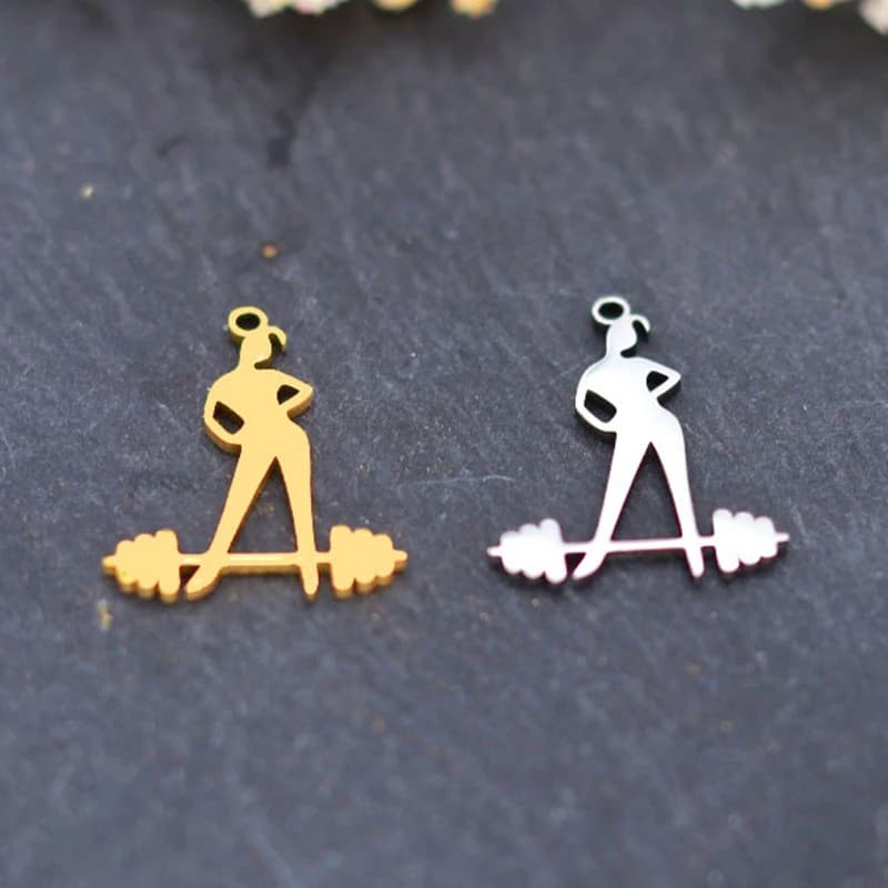 3 pieces of sports women's fitness dumbbells with stainless steel pendants suitable for fashionable diy earrings, necklaces, jewelry creation accessories