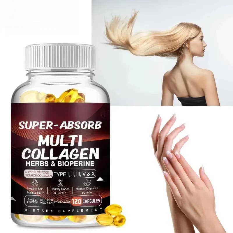 Multi Collagen Capsules - Collagen Skin Whitening & Anti-Aging - Vitamin C, Hyaluronic Acid, Gluten Free Supplement