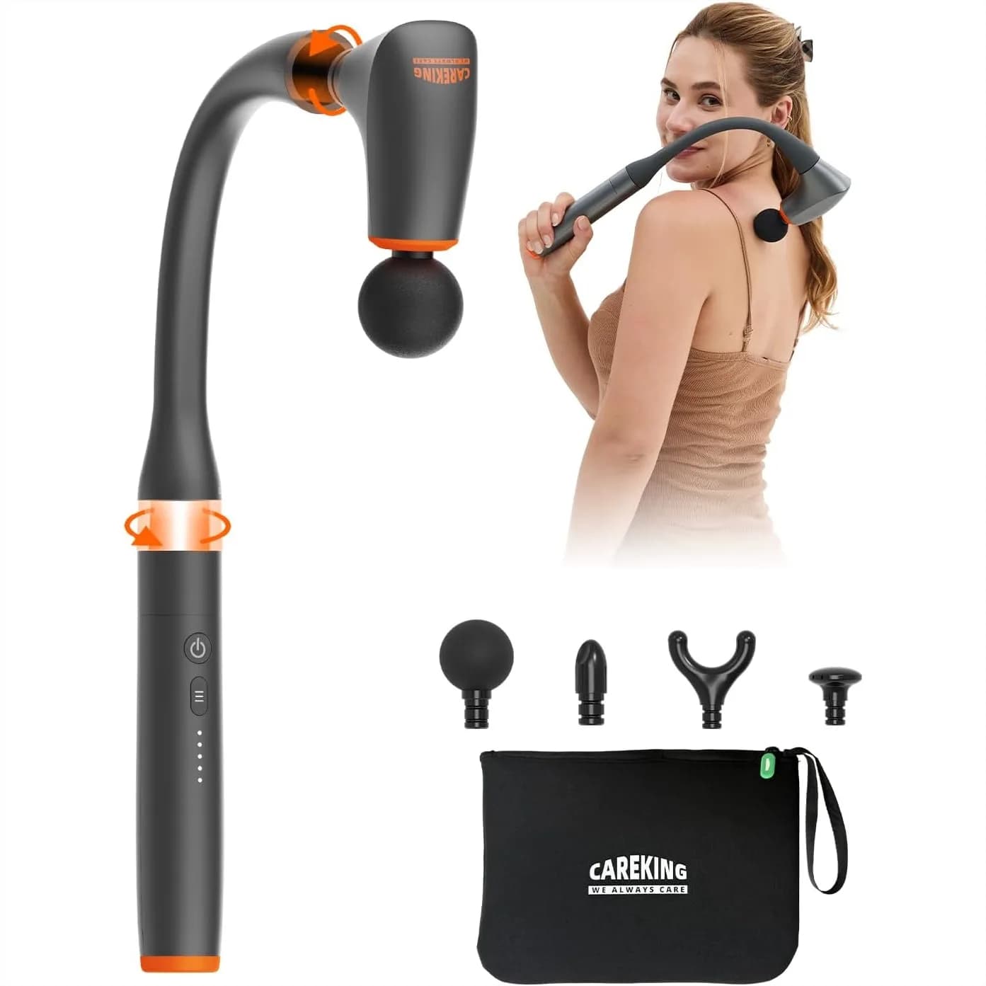 Pistola per Massaggio Profondo dei Tessuti Staccabile per Spalle, Collo, Braccia, Cosce e Vita con Impugnatura Ergonomica