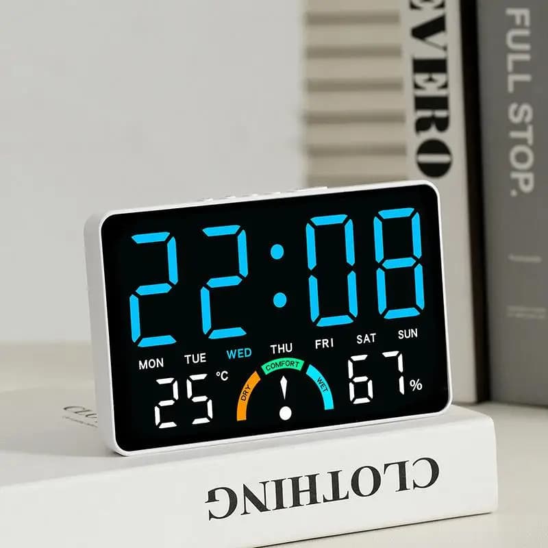 Set di 1 Orologio Digitale Multifunzione con Temperatura, Grande Schermo LED, Orologio da Parete Elettronico con Display 12/24H, Orologio da Tavolo