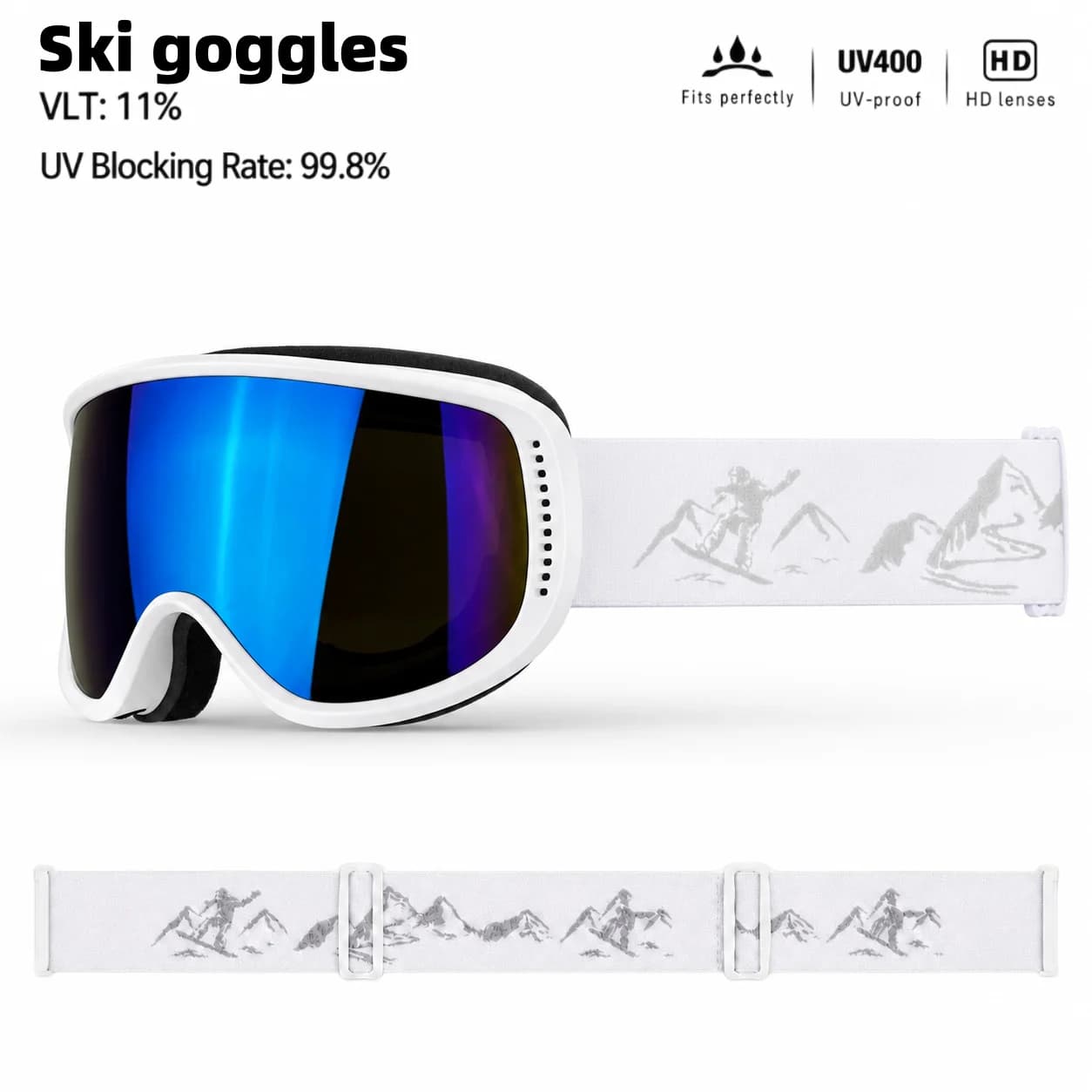 Fashion Ski Goggles with HD Lenses, Suitable for Snow Sports, Snowboarding & More, Unisex for Men and Women