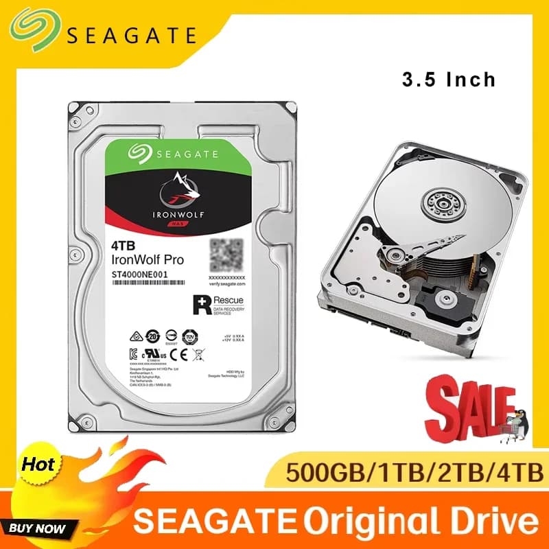 For Seagate IronWolf Pro NAS Hard Drive 3.5 Inch SATA 4TB up to 16TB Enterprise RAID Storage Data Recovery Included