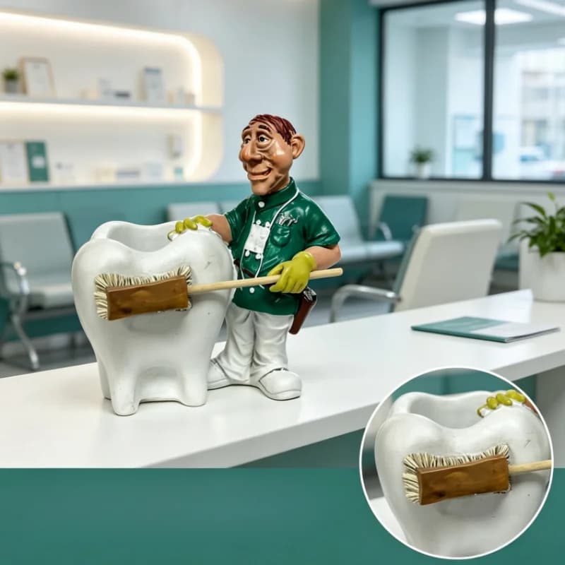 Organizzatore per Penne a Forma di Dente in Resina, Decorazione Divertente per Scrivania per Studenti di Odontoiatria