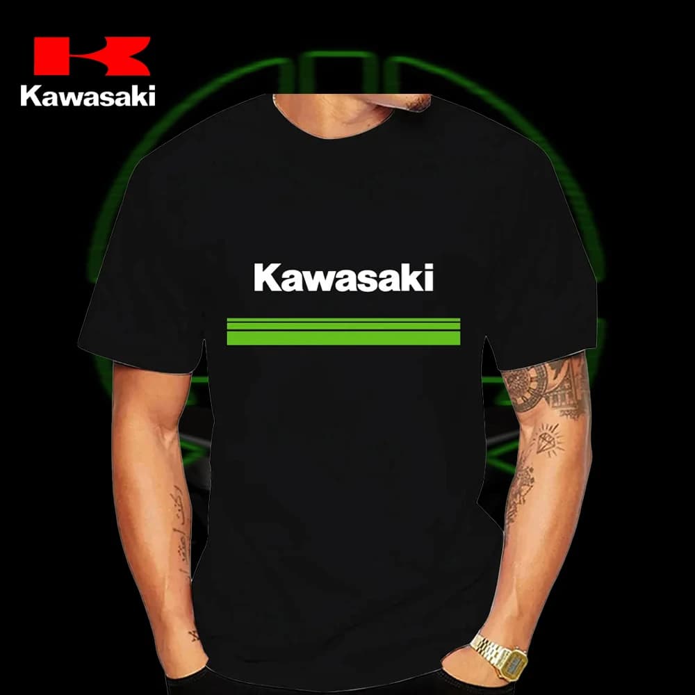 T-shirt estiva da uomo della squadra di corse con logo motociclistico Kawasaki 2025 T-shirt sportiva da uomo alla moda 2025