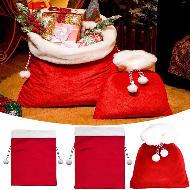 Decorazioni natalizie Grande sacco da Babbo Natale Borsa regalo in velluto Custodia regalo riutilizzabile Borsa addensata per bambini Forniture natalizie Decorazioni natalizie
