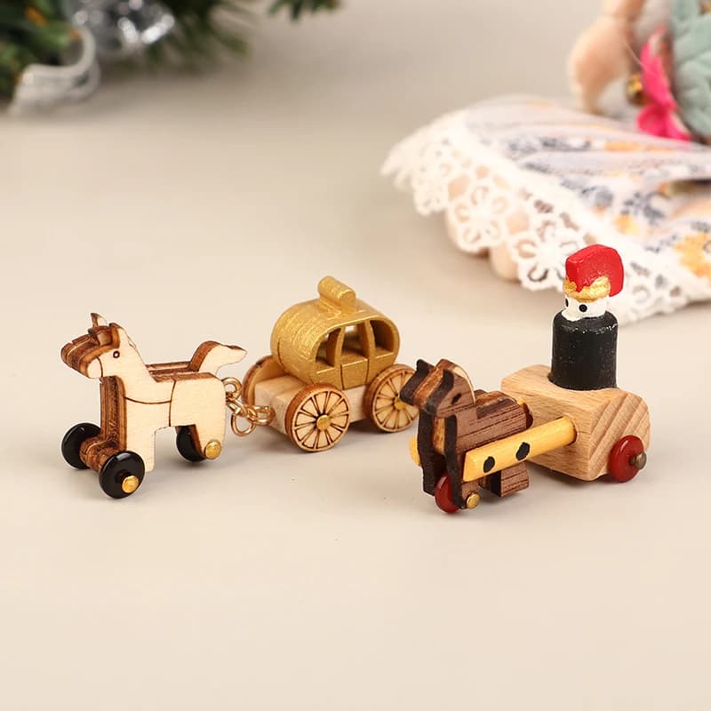 Handmade Wooden Music Box DIY Car And Train Assembly Accessories Doll House Decoration