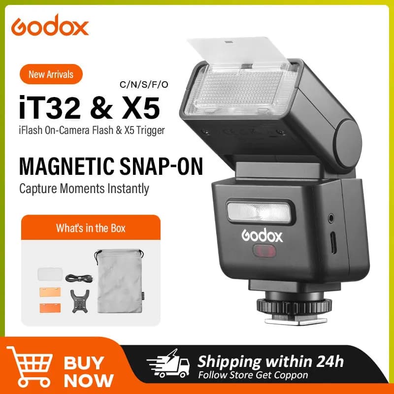 Godox iT32 iFlash Flash per fotocamera X5 C/N/S/F/O Hot Shoe Trigger HSS TTL One System Pocket Flash per Sony Canon Nikon Fuji