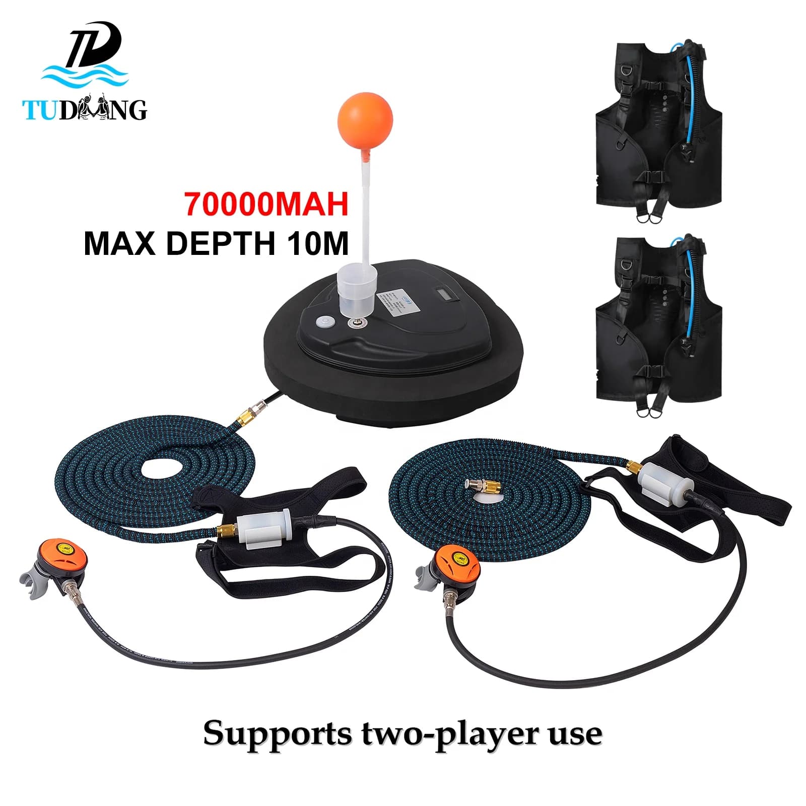Z500 52L/Min 10M BCD Two players Naked Diver Apnea Snorkeling Fishing Breather for the breather Scuba Diving Fan