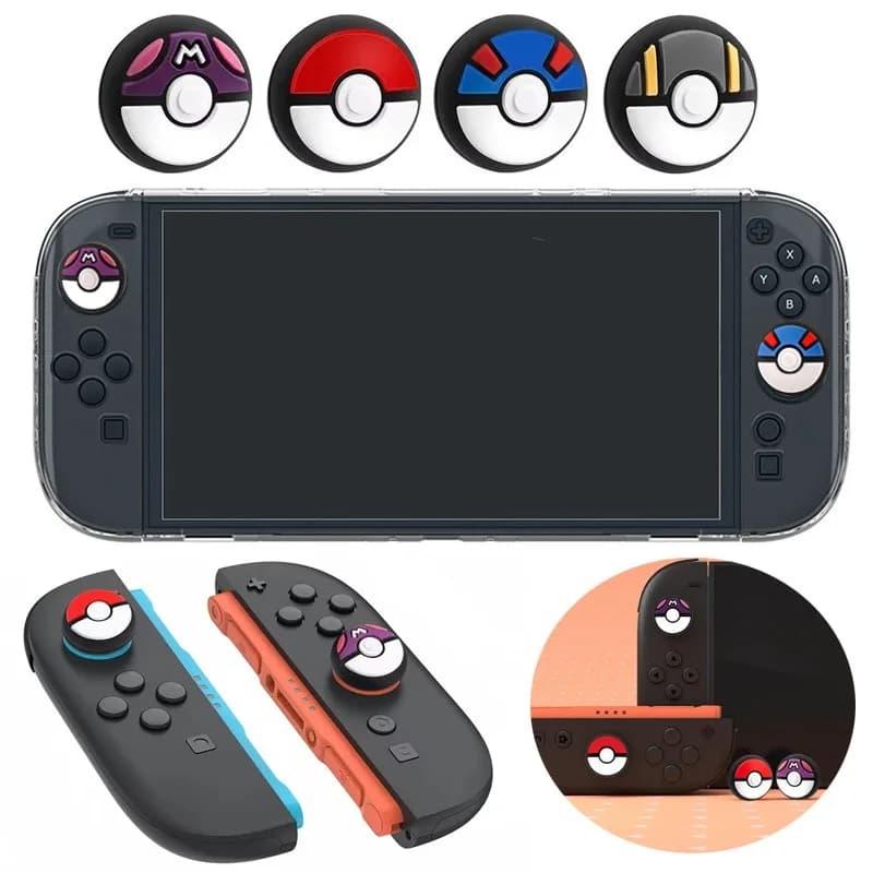 4 pz Cartoon Poke Ball Gomma di Silicone Thumb Grip Caps per Nintendo Switch 2 Joy-Con Controller Joystick Grips Copertura Della Protezione