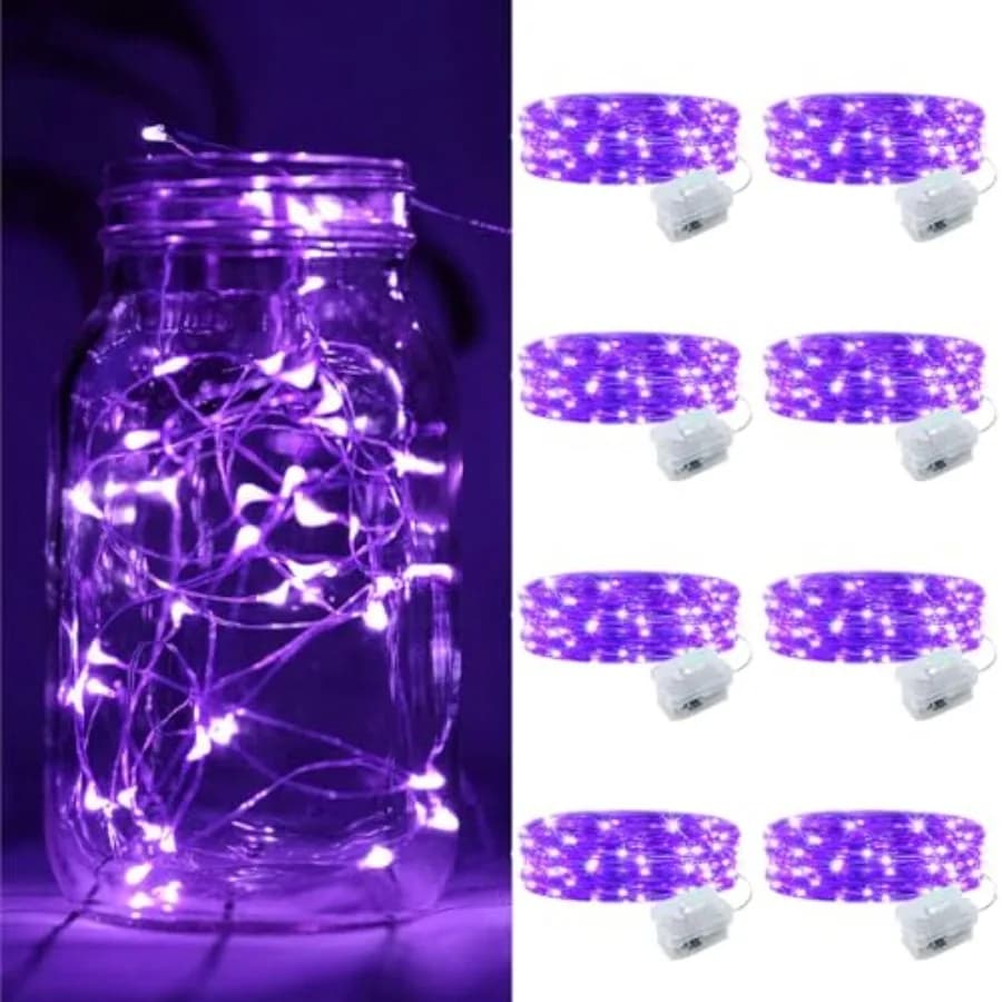 8 Pack Fairy Lights Battery Operated, 7Feet 20 Mini LED Silver Wire Twinkle Lights for DIY, Parties, Wedding, Bedroom, Christma