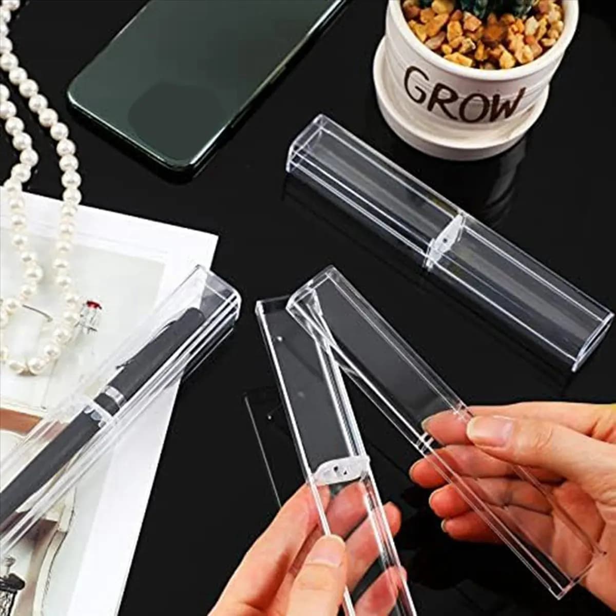 [CNIM] Astuccio in plastica acrilica trasparente, scatole vuote per matite, contenitori in plastica trasparente per penne (80 pezzi)
