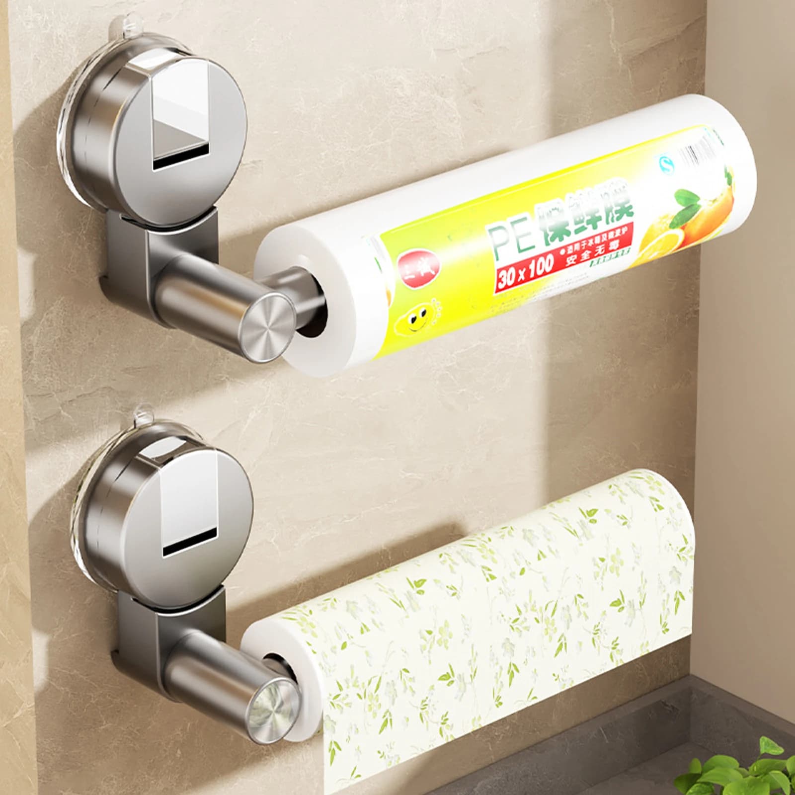 Appendiabiti a ventosa Porta asciugamani di carta da cucina Portarotolo di carta igienica Dispenser per armadietto Porta tovaglioli Accessorio per il bagno