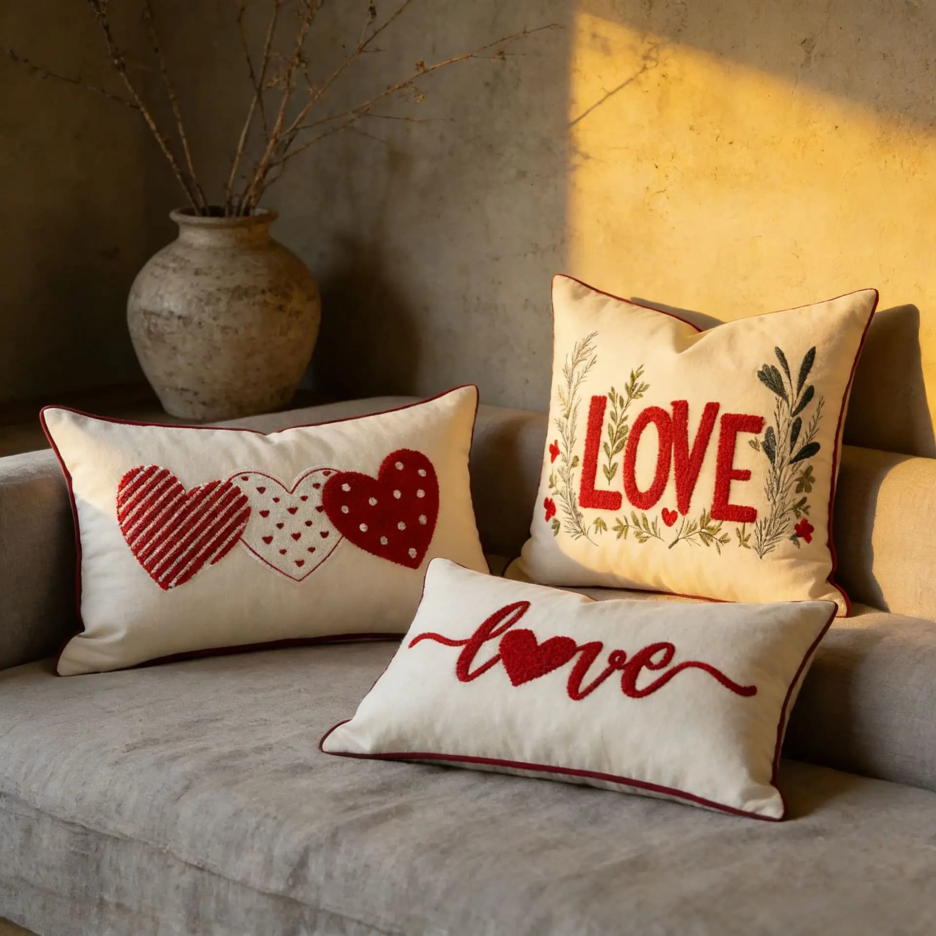 45x45 cm Coppia Fodera per cuscino rossa Cojines Asciugamano per San Valentino Ricamato Amore Federa Decorazione Divano Federe