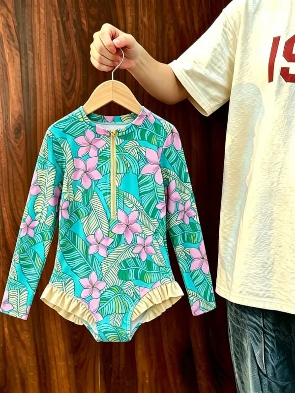 New 2025 Summer Girl's One-Piece Swimsuit Sunscreen Surf Quick Dry Beach Swimming Costume Little Girl Summer Beach Swimming Suit
