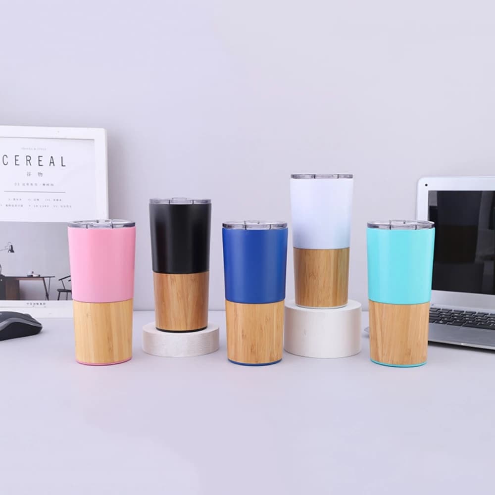 Spliced Bamboo Shell Cup Laser Engraving Stainless Steel Vacuum Cup Large Capacity Sports Water Bottle Water Custom Gift Bottle