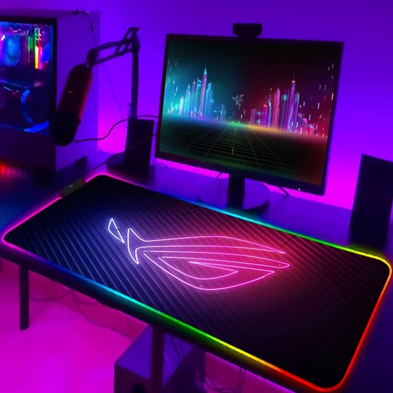 RGB Mousepad Cool ROG Mouse Pad Gamer Tastiera Zerbino LED Computer Mausepad Tastiere Accessori Gaming Scrivania Zerbino Mouse Tappeto Xxl