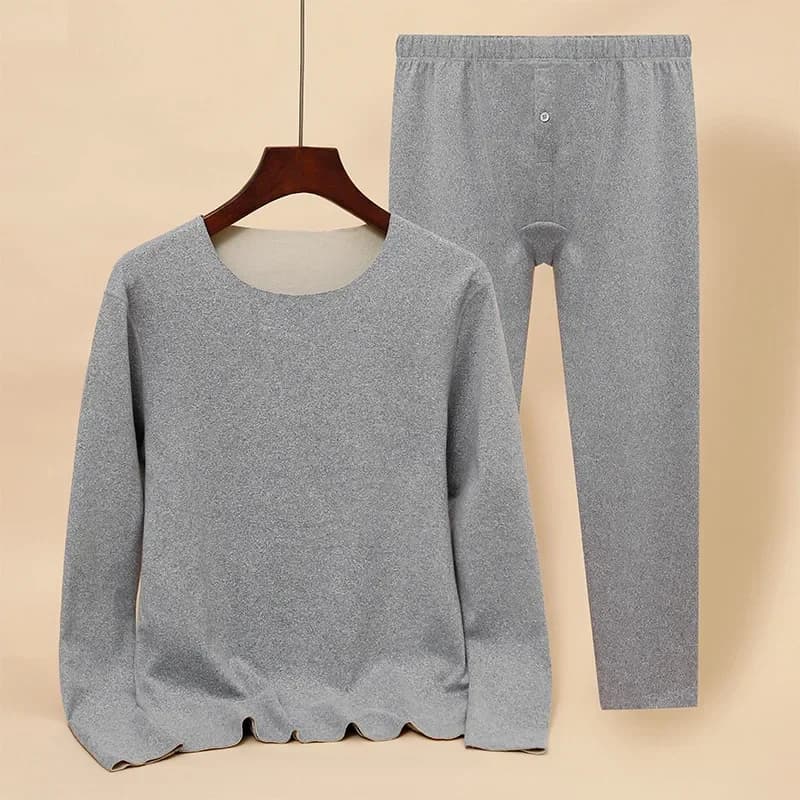 Men Thermal Underwear Suit Knitted German Velvet Pajama Winter Soft Base Solid Seamless Thermo Pullover Pants Long Johns Suit