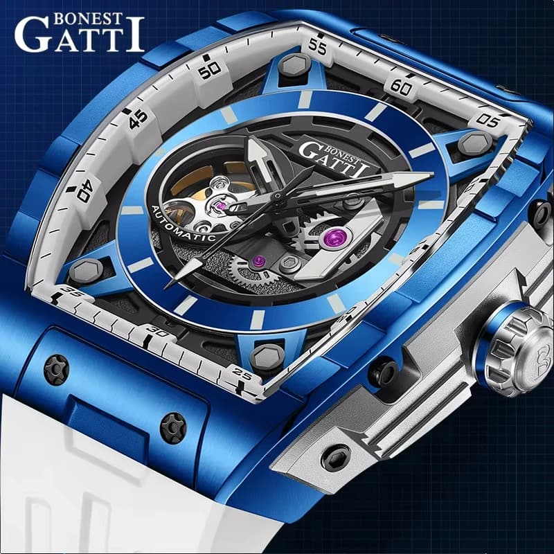 NUOVO BONEST GATTI Orologio Automatico di Lusso Nuovi Orologi Meccanici da Uomo Vetro Zaffiro Originale Quadrante Luminoso Orologio da Polso
