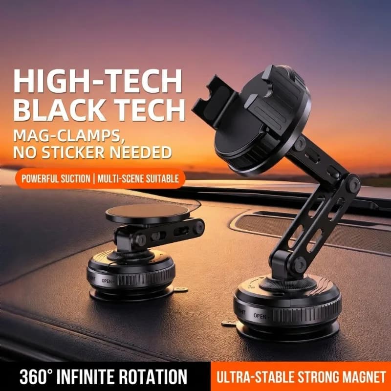 Supporto Magnetico Girevole per Telefono con Adesione a Vuoto per Cruscotto Auto, Vetro, Piastrelle, Frigorifero, Scrivania