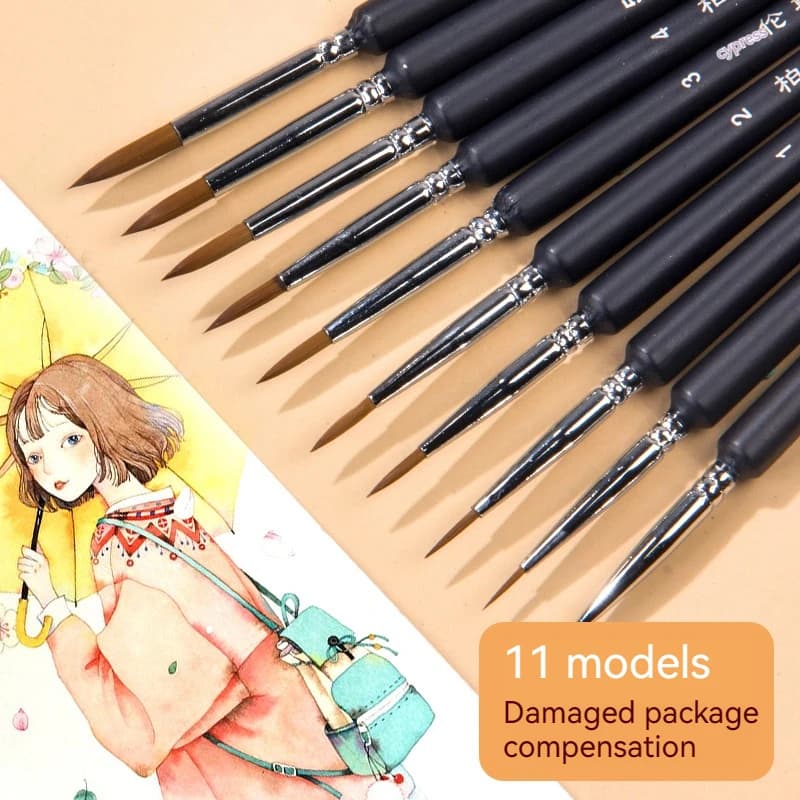 Borrence 4/7 pezzi Hook Line Pen pennelli per pittura artistica pennello per capelli donnola guazzo acquerello colori ad olio artisti dipinti a mano