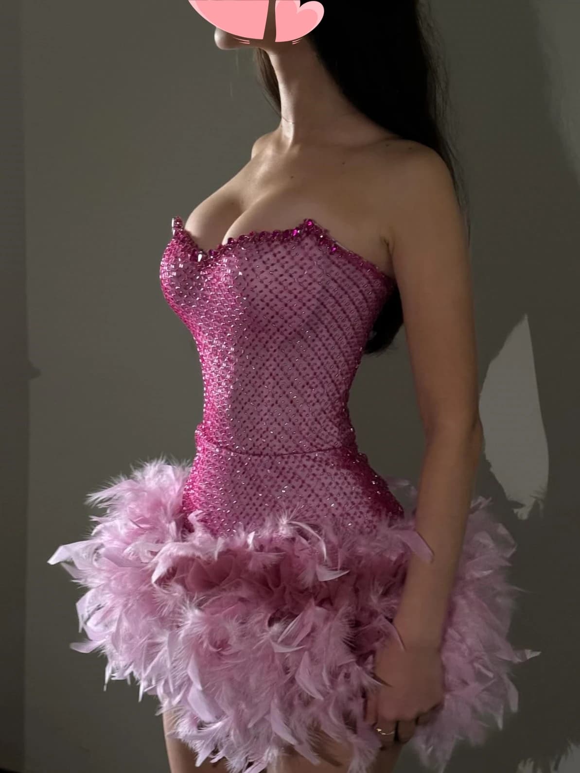 Oisslec Prom Dress Elegant Vintage Sweet Pink Feathers Beads Sexy Customized Formal Occasion Prom Dress Evening Party Gowns
